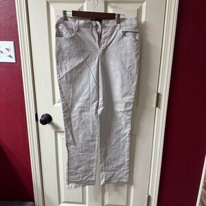 Gloria Vanderbilt Amanda High Rise Straight Leg Jeans Beige Rhinestone Womens 12